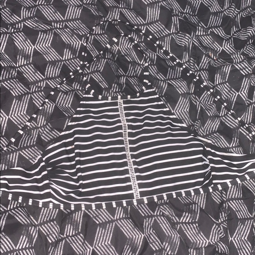Black and white striped bathing suit top